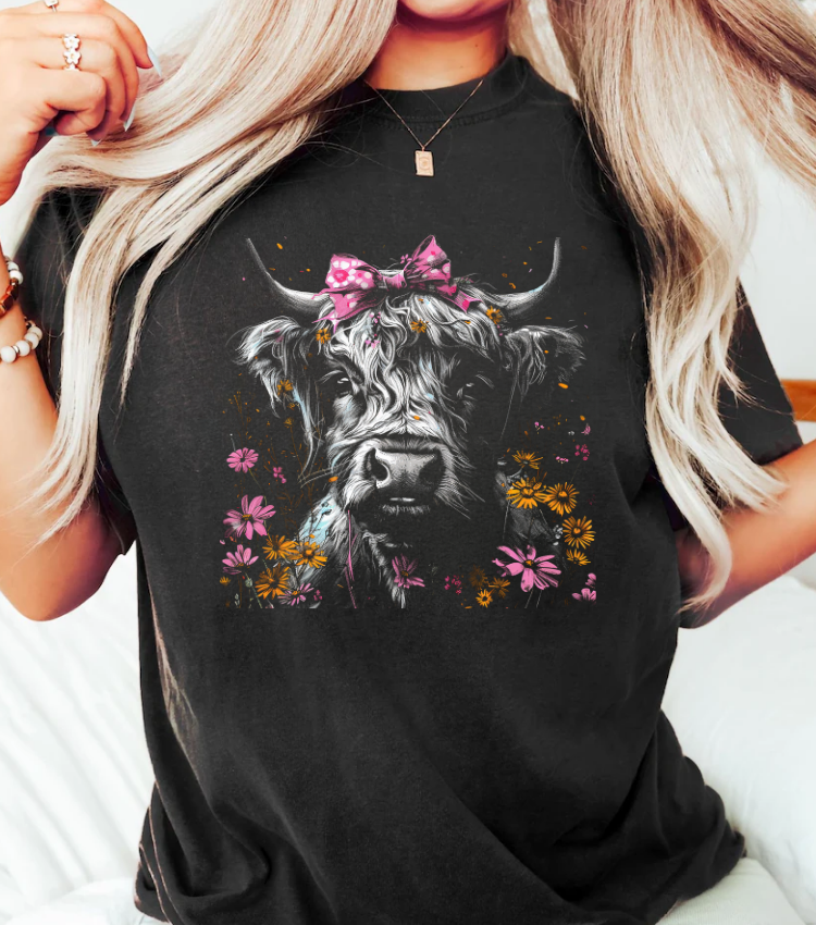 Floral Highland Cow