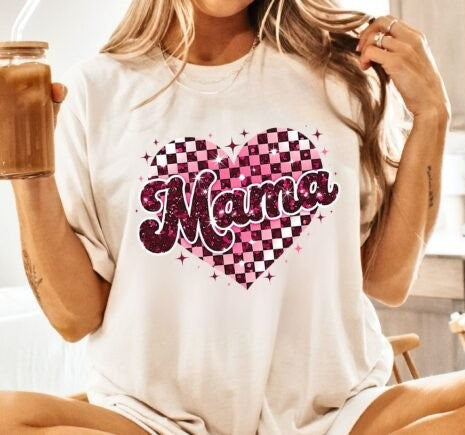 Mama Checkered Heart