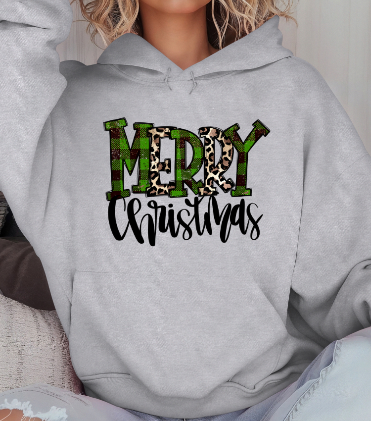 Checks and Cheetah Merry Christmas - Green