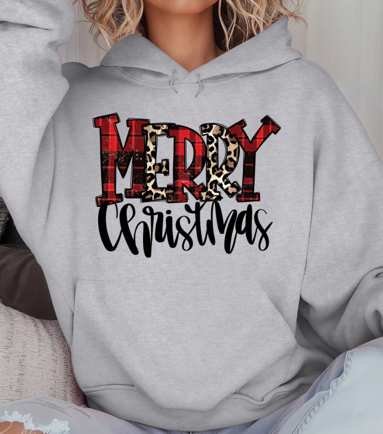 Checks and Cheetah Merry Christmas - Red