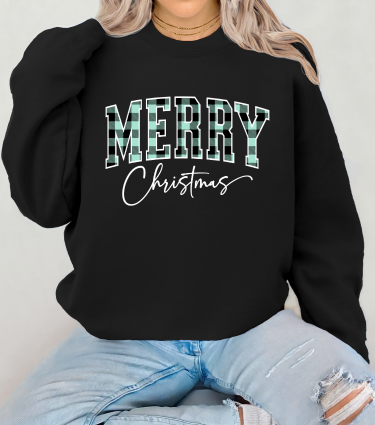 Checkered Merry Christmas Dark Green