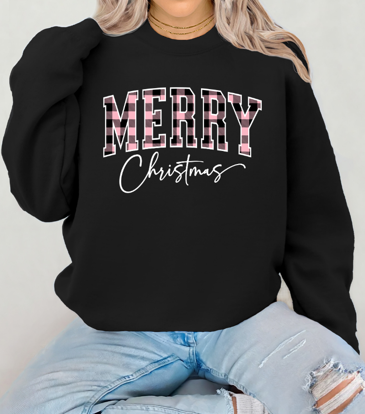 Checkered Merry Christmas Light Pink