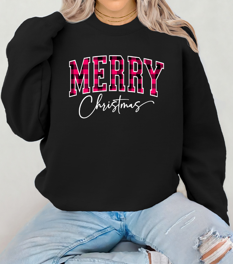 Checkered Merry Christmas Dark Pink